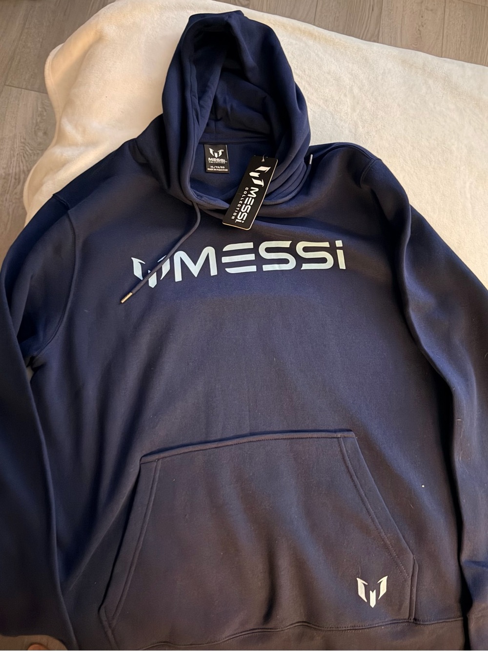 NWT Messi Collection Navy Blue Graphic Pullover Hoodie Men's Size XL Extra Large